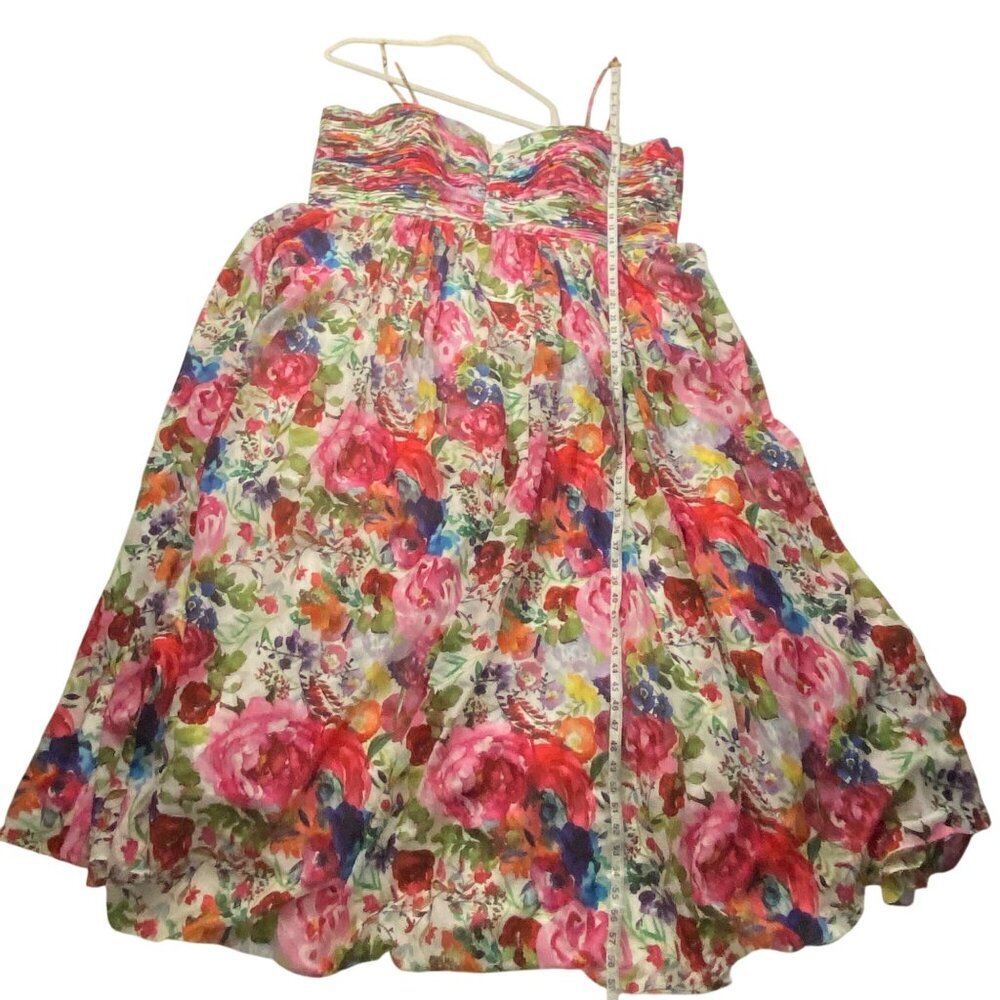 Sydneys Closet floral chiffon formal gown w/ full tulle lined skirt ruched bodic - Picture 10 of 13